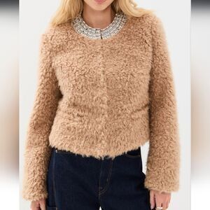 Cinq à Sept Christie Shearling Jacket Camel NWT Size L